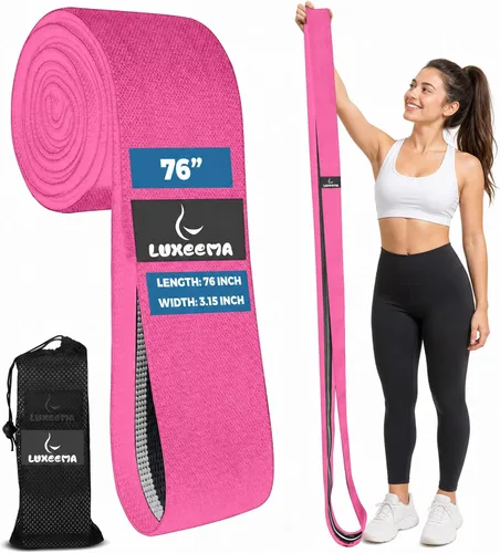 Miniatura 11 de Banda de resistencia extra larga de 76 pulgadas para entrenamiento, banda de ejercicio de tela antideslizante de 3 pulgadas de ancho