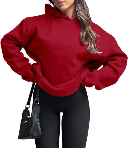 Miniatura 2 de onlypuff Sudadera casual con capucha para mujer, de manga larga, con bolsillo de canguro, hombro caído