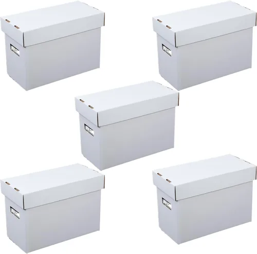 Miniatura 11 de PIT66 10 cajas de almacenamiento de cómics con tapas cortas capacidad para 150-175 libros de cómics apilables y duraderos, color blanco