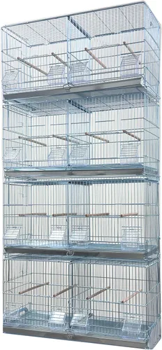Gran lote de jaula de vuelo para pájaros, sin óxido, galvanizada, chapada en zinc, apilable, con divisor central removible y puertas para nido de