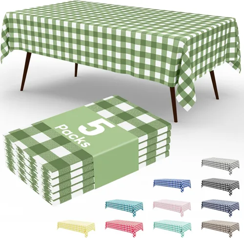 Miniatura 43 de misaya 3 paquetes de manteles desechables de búfalo, mantel de plástico impermeable de 54 x 72 pulgadas, manteles rectangulares a cuadros caqui