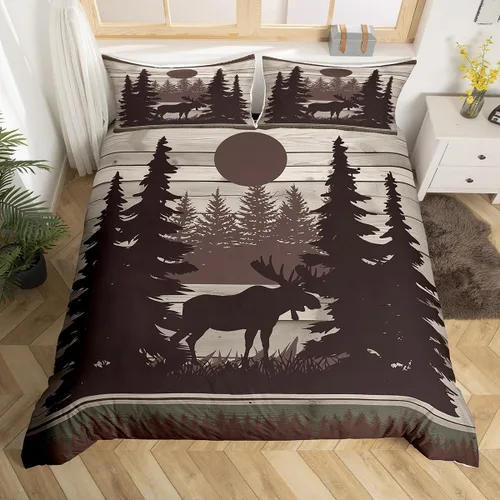 Miniatura 7 de Manfei Juego de funda de edredón de oso tamaño individual, funda de edredón de animales salvajes con 1 funda de almohada, juego de ropa de cama