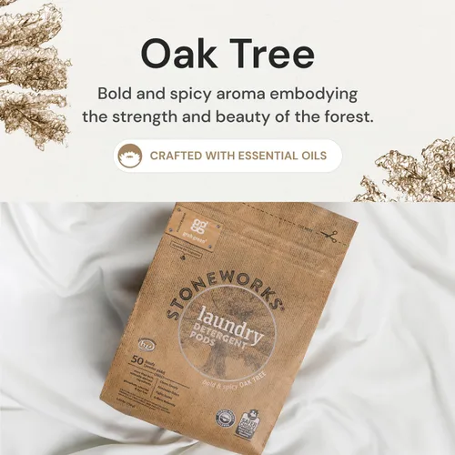 Miniatura 4 de Grab Green Stoneworks - Cápsulas de detergente para ropa, 100 unidades, aroma a roble, a base de plantas y minerales, limpia profundamente, elimina