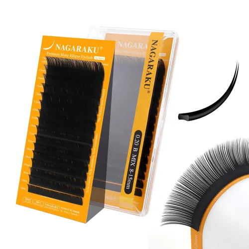 Miniatura 87 de NAGARAKU Extensiones de pestañas elipse con puntas abiertas planas, pestañas individuales de 0.006 in, rizo C, bandeja de mezcla de 0.315-0.591 in