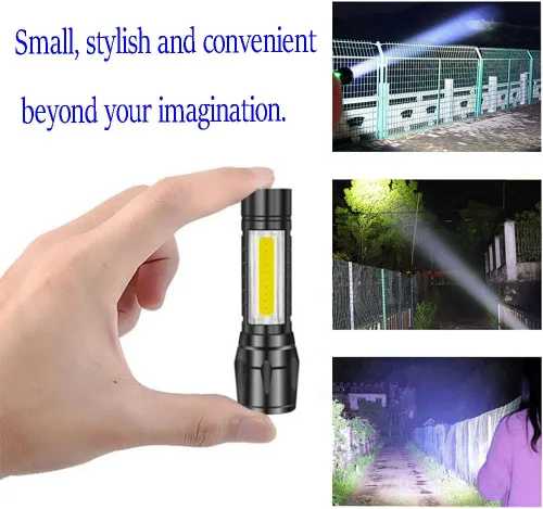 Miniatura 2 de CLEZGO - Linternas recargables de alto lumens LED, mini linterna recargable USB para el hogar, 3 modos de enfoque ajustable, linterna portátil