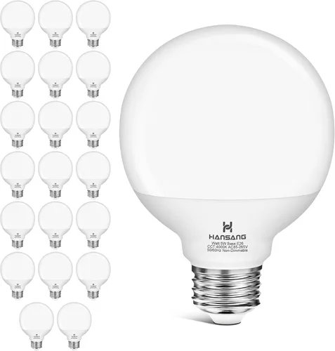 Miniatura 16 de Bombillas LED G25, equivalente a 60 W, baño de luz diurna de 5000 K, base E26, redonda de tocador amigable con los ojos, perfecta para espejo