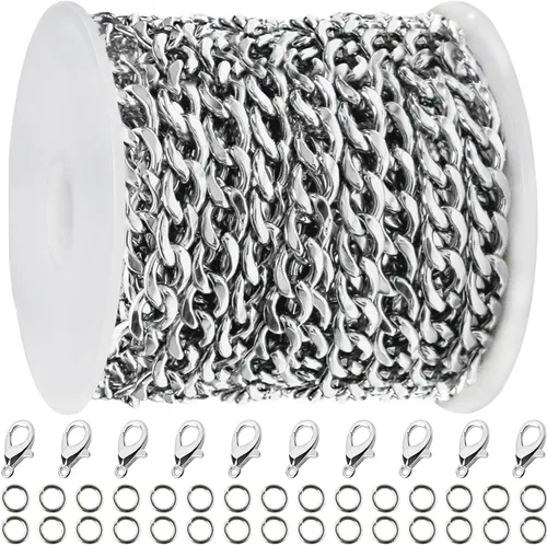 Miniatura 10 de Jishi Cadena de serpiente de oro de 33 pies de 0.047 in, cadenas para hacer joyas, collares, pulseras, suministros de joyería, hallazgos – Rollo