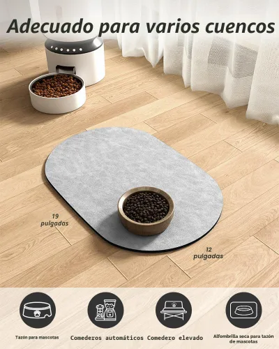 Miniatura 7 de Tapete Absorbente para Comida de Perros - Tapete para Perros y Gatos para Cuenco de Comida y Agua, Tapete para Comida de Mascotas de Secado Rápido