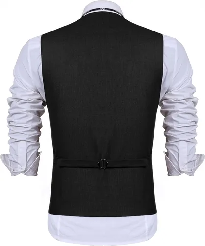 Miniatura 3 de COOFANDY Chaleco de traje de negocios para hombre, chaleco de vestir ajustado, chaleco de boda