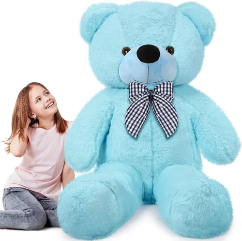 Miniatura 10 de Soulchen Oso gigante de 47 pulgadas, suave, grande, de peluche, de gran tamaño, con lazo, regalo de cumpleaños, baby shower, recuerdos de fiesta