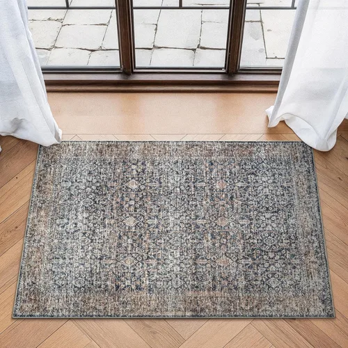 Miniatura 47 de Bloom Rugs Alfombra lavable antideslizante de 2 x 3 pies, color azul/verde/mandarina, alfombra tradicional oriental para sala de estar, dormitorio