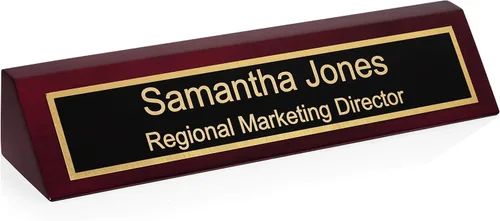 Miniatura 4 de Placa de nombre de escritorio de madera personalizada Providence Engraving para oficina con cuña de escritorio con acabado piano grabado láser