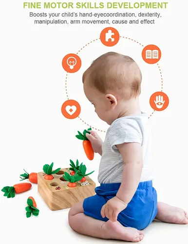 Miniatura 2 de Juguetes Montessori para niños de 1 año, juego de clasificación de tamaño en forma de zanahoria, juguetes de madera para bebés de 6 a 12 meses
