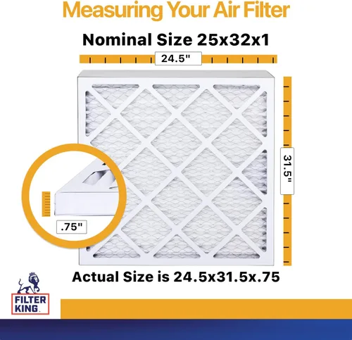 Miniatura 2 de Filter King Filtro de aire 25x32x1 Paquete de 12 Filtros plisados MERV 13 HVAC para horno A/C HECHO EN EE. UU. Tamaño real: 24.5 x 31.5 x