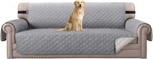 Miniatura 32 de H.VERSAILTEX Funda de sofá resistente al agua para sofá de 3 cojines, reversible, protector de muebles acolchado con correa elástica, funda de sofá
