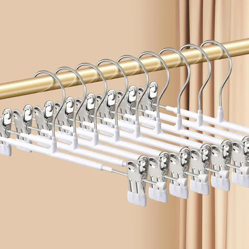 Perchas para Pantalones con Clips Paquete de 10 Perchas Ajustables para Falda para Mujeres Perchas Antideslizantes para Pantalones para Jeans