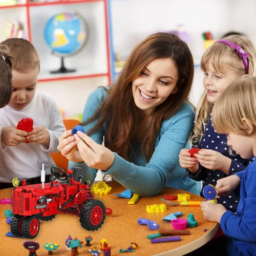 Miniatura 4 de Juego de bloques de construcción clásicos de tractor de granja 1/12, diversión sin fin para niños con una colección de juguetes de tractor
