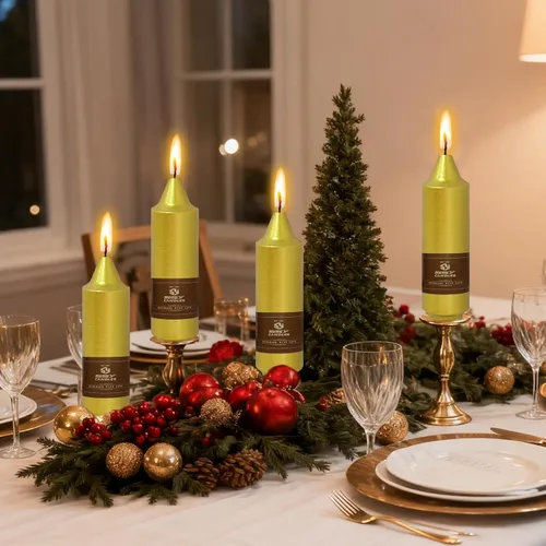 Miniatura 44 de Velas en espiral de Navidad, velas cónicas doradas, 10 pulgadas, sin perfume, para regalo de invierno, vacaciones, Navidad, decoración del hogar