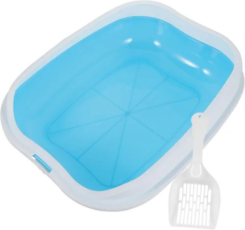 1 juego de caja de arena para gatos, caja de arena portátil para orinal de viaje para cachorros, bandeja de arena para gatos tipo abierto con