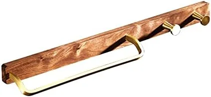 Toallero de madera para toallero, soporte adhesivo para toallas sin perforación, gancho para cinturón montado en la pared para baño y cocina, 15.748