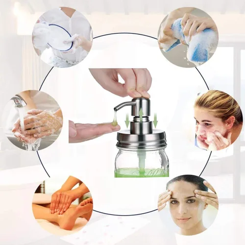 Miniatura 7 de Tapa dispensadora de jabón y bomba de repuesto de acero inoxidable cepillado, a prueba de óxido, a prueba de fugas para tapa de tamaño de boca