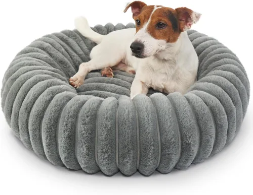 Miniatura 12 de Camas rosadas para cachorros pequeños y gatitos, lavables, suaves y cómodas, cama para perros con lados para gatos de interior, cama redonda