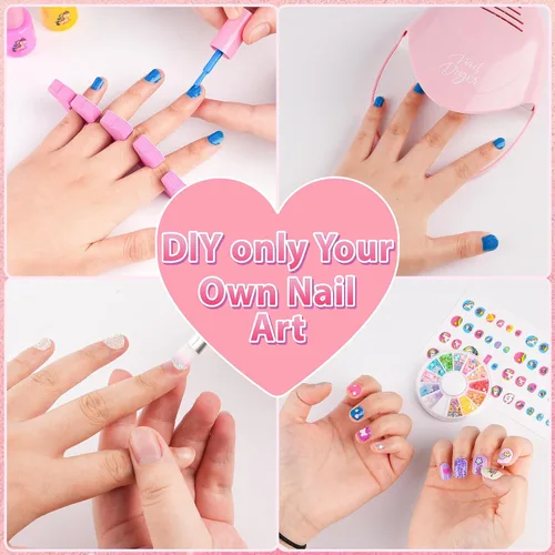 Miniatura 4 de Juego de esmaltes de uñas para niñas, no tóxico, de secado rápido, con secador de uñas y calcomanías de uñas de bricolaje, regalos de Navidad
