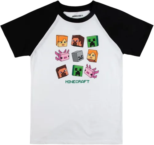 Miniatura 3 de Minecraft Creepers and Personacter Heads - Camisetas de manga corta con cuello redondo y manga corta, paquete de 4 camisetas para niño
