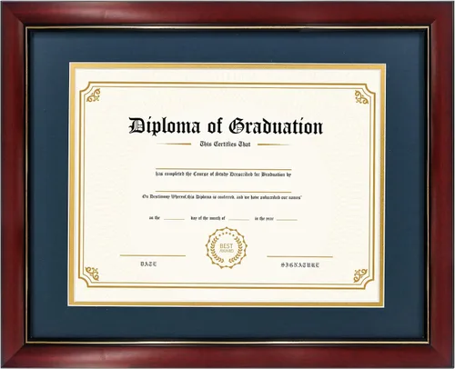 Miniatura 14 de GraduatePro Marco de diploma de certificado de 8.5 x 11, madera maciza y acrílico con protección UV, acabado cereza con ribete dorado