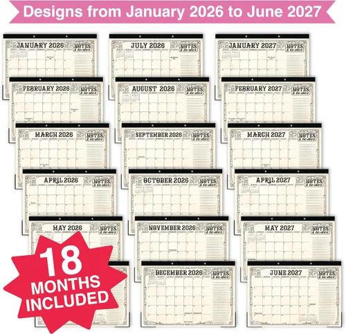 Miniatura 3 de Hadley Designs Calendario de Escritorio Grande 2026-2027 - Calendario de Escritorio 2026, Calendarios de Escritorio de 18 Meses para Hogar, Oficina