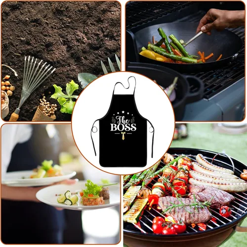 Miniatura 5 de Regalos del día del jefe para mujeres y hombres, delantales de The Boss & The Real Boss, regalos de boda para parejas, parrilla, cocina, horneado