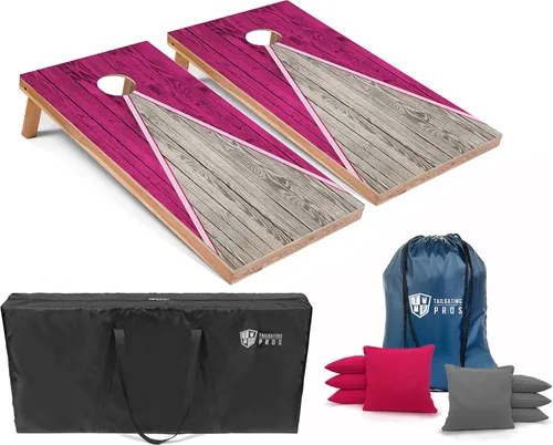 Miniatura 60 de Tailgating Pros Juego de tablero de Cornhole ligero con diseño piramidal con bolsas de frijoles y estuche de transporte, juego de cornhole