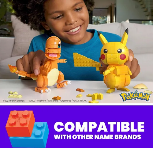 Miniatura 2 de MEGA - Juego de juguetes de construcción Pokémon Kanto Region Trio con 529 piezas y 3 personajes posables, 4 pulgadas de alto, para niños