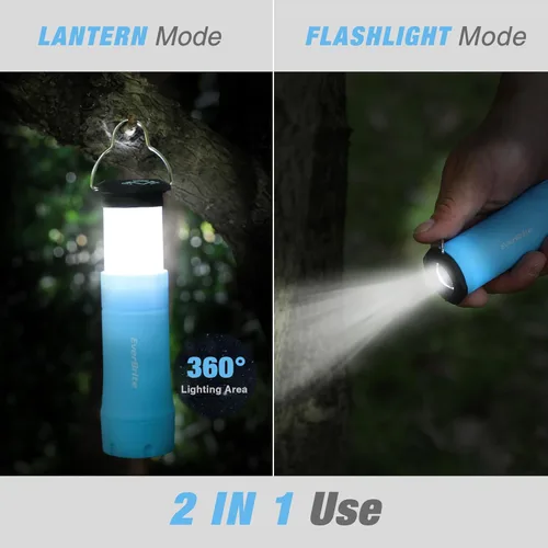Miniatura 3 de EverBrite Mini Faroles y Linternas 2 en 1, Combo de Linterna con Zoom con 3 Modos, Elementos Esenciales para Acampar, Farol de 2 Piezas con Batería