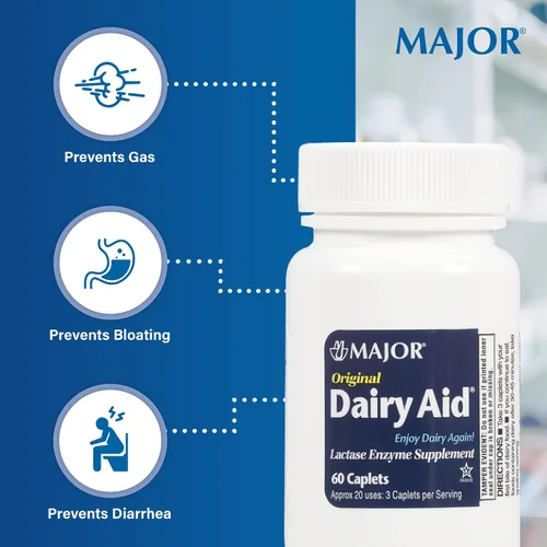 Miniatura 3 de MAJOR Original Dairy Aid - Suplemento de enzima lactasa - 60 cápsulas (paquete de 1)