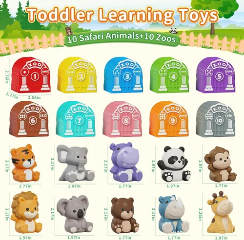 Miniatura 4 de Juguete de aprendizaje para niños pequeños de 1, 2, 3 años, juguetes sensoriales educativos Montessori para contar, combinar y clasificar, 10