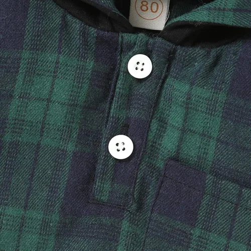 Miniatura 18 de YOUNGER TREE Conjunto de sudadera con capucha para niños pequeños, conjunto de camisa de franela a cuadros para otoño, invierno y primavera