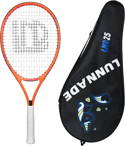 Miniatura 12 de Raqueta de tenis para niños y jóvenes, raqueta de tenis juvenil de 19/21/23/25 pulgadas con cubierta, adecuada para principiantes niños y niñas de 3