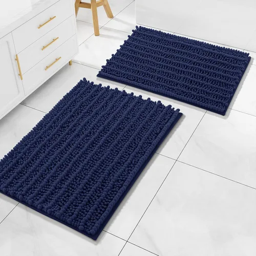 Miniatura 20 de Arotive Juego de 2 alfombras de baño de felpilla de lujo, extra suaves, absorbentes, peludas y alfombras de baño de contorno en forma de U
