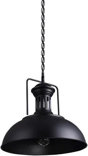 Iluminación colgante vintage de metal negro con cadena para isla de cocina, altura ajustable, lámpara colgante industrial, pantalla individual para