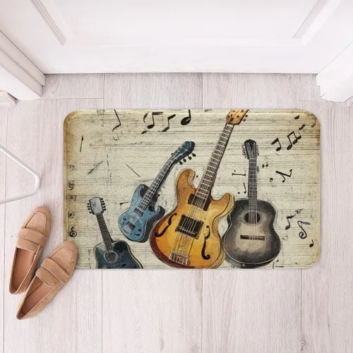 Miniatura 16 de Alfombra de baño de guitarra roja, antideslizante con música hip pop, decoración del hogar, para interiores y niñas, diseño de guitarra roja, tapete