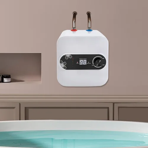 Miniatura 8 de DHBREK Calentador de agua eléctrico con mini-tanque, 110 V, 2.1 galones, 1.5 KW, blanco, punto de uso instantáneo, calentador de agua caliente