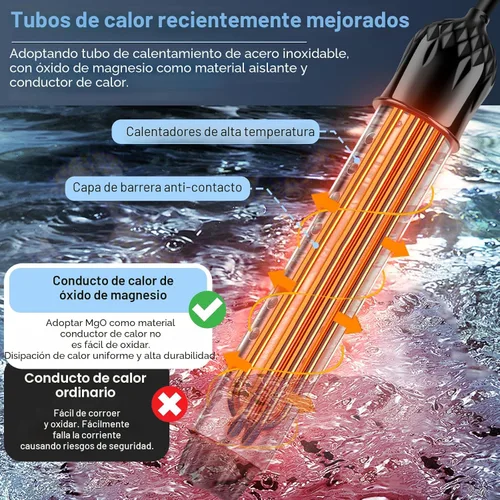 Miniatura 3 de Calentador de agua portátil de 2000 W, calentador de piscina - Calentador de inmersión con termómetro digital, calentamiento de óxido de magnesio