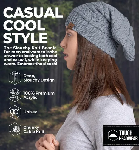 Miniatura 38 de Slouchy Cable tejido Gorro de lana por Tough Headwear – Gorro de lana de gran tamaño Sombreros Gorros Graves Sombreros Para Hombres y Mujeres