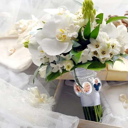 Miniatura 6 de Ramo de boda, marco de fotos, ramo de novia, dije de foto conmemorativo de encaje, ramo ovalado, colgante de fotos para boda, boda, despedida