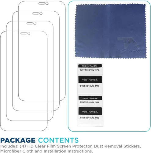 Miniatura 2 de Tech Armor Protector de pantalla de película transparente HD diseñado para Apple iPhone 12 Pro Max de 6.7 pulgadas, paquete de 4 unidades 2020