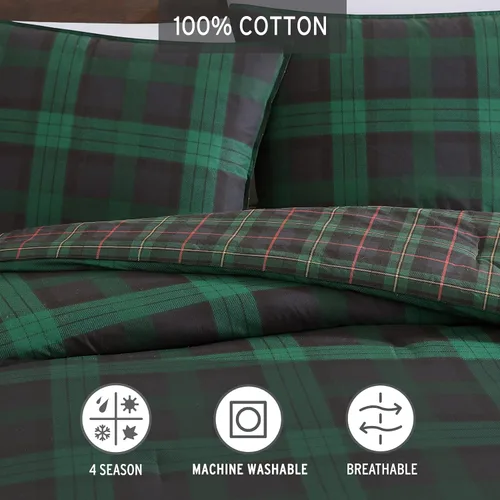 Miniatura 6 de Eddie Bauer - Juego de funda de edredón tamaño Queen, ropa de cama reversible de algodón con fundas a juego, juego de ropa de cama a cuadros