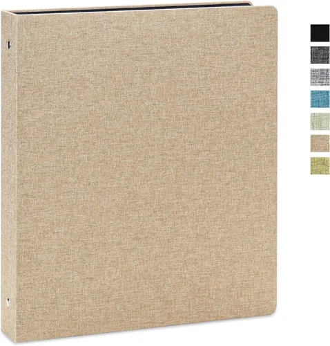 Miniatura 9 de Vienrose Carpeta de 3 anillos redondos de 1 pulgada con cubierta de tela de lino, se adapta a papel de 8.5 x 11 pulgadas, organizador duradero