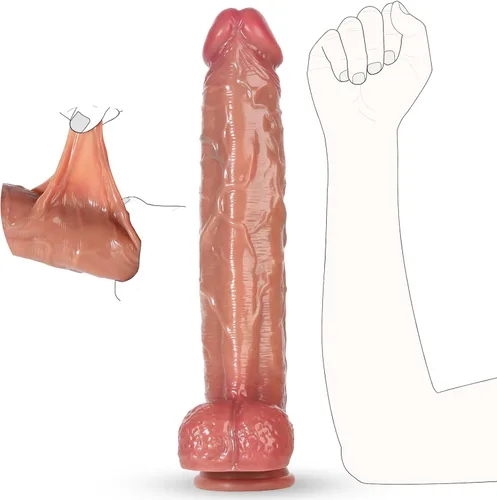 Consoladores realistas de prepucio móvil, consolador anal de pene grande, enorme y grueso de 13.5 pulgadas para mujeres, consolador de silicona con