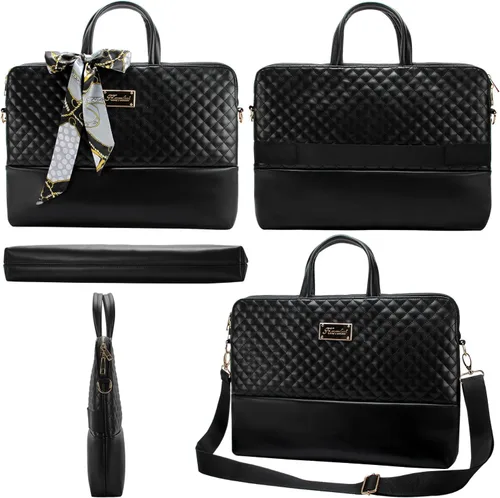 Miniatura 6 de Bolso para portátil de 15.6 pulgadas para mujer - Bolso para computador con funda para laptop, bandolera delgada para trabajo y viajes, de cuero PU
